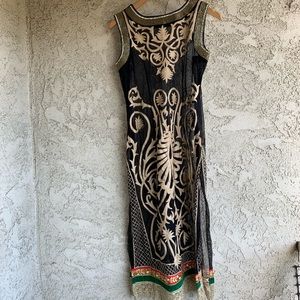 See-Through Embellished Appliqué Shift Dress